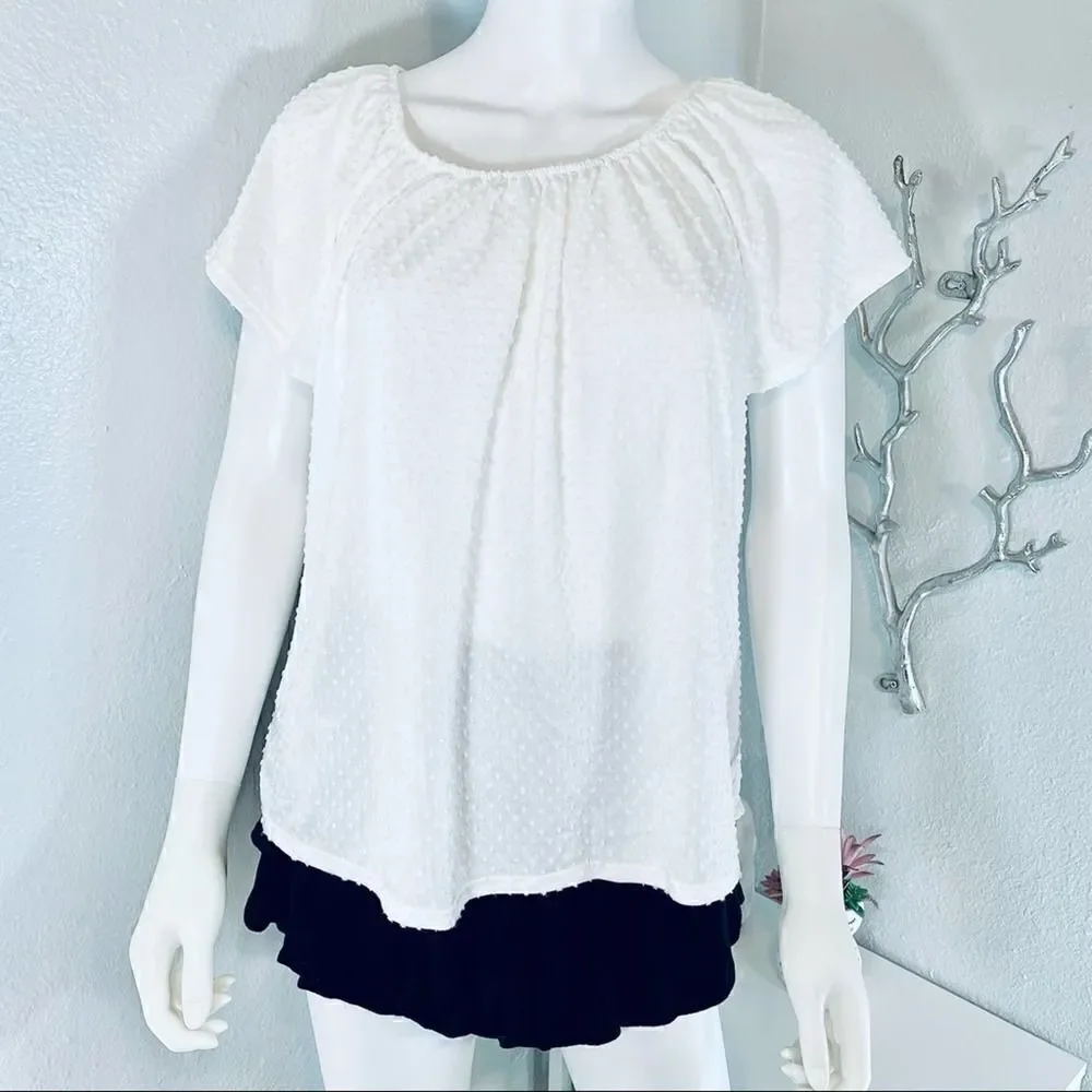 W5 White Swiss Dot Blouse Small